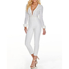 Jumpsuits Glittering Minimalist Engagement Formal Evening Dress V Neck Long Sleeve Floor Length Sequined with Sequin 2020