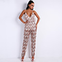Jumpsuits Glittering Sexy Party Wear Prom Dress Spaghetti Strap Sleeveless Floor Length Spandex with Sequin Tassel 2020