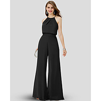 Jumpsuits Halter Neck Floor Length Chiffon Bridesmaid Dress with Pleats miniinthebox