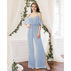 Jumpsuits V Neck / Spaghetti Strap Floor Length Chiffon Bridesmaid Dress with Split Front miniinthebox
