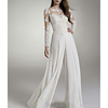 Jumpsuits Wedding Dresses Jewel Neck Floor Length Chiffon Lace Long Sleeve Simple with Appliques 2021 miniinthebox