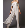 Jumpsuits Wedding Dresses Off Shoulder Floor Length Chiffon Sleeveless Simple with Ruched 2020