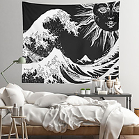Kanagawa Wave Sun Wall Tapestry Art Decor Blanket Curtain Hanging Home Bedroom Living Room Decoration miniinthebox