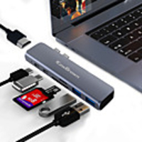KawBrown 7 in 1 Dual USB-C HUB Type-C Hub Adapter USB-C to HDMI SD/TF Card Reader PD Charging 4K HD for MacBookPro2020
