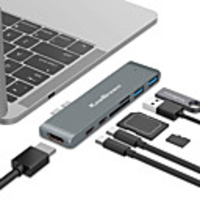 KawBrown 7 in 1USB Hub Docking USB 3.0 PD Quick Charge Thunderbolt 3 SD TF Reader 4K HD HDMI Adapter For MacBook