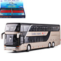 KDW 1:50 Plastic Alloy Bus Toy Car Pull Back Vehicle Simulation Music Light All Baby Toddler Car Toys