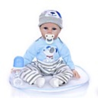 KEIUMI 22 inch Reborn Doll Baby Toddler Toy Reborn Toddler Doll Baby Boy Gift Cute Lovely Parent-Child Interaction Tipped and Sealed Nails 3/4 Silicone Limbs and Cotton Filled Body 22D33-C237 with