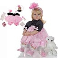 KEIUMI 24 inch Reborn Doll Baby Toddler Toy Reborn Toddler Doll Baby Girl Gift Cute Lovely Parent-Child Interaction Tipped and Sealed Nails Half Silicone and Cloth Body with Clothes and Accessories