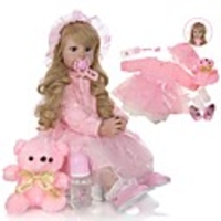 KEIUMI 24 inch Reborn Doll Baby Toddler Toy Reborn Toddler Doll Baby Girl Gift Cute Lovely Parent-Child Interaction Tipped and Sealed Nails Half Silicone and Cloth Body with Clothes and Accessories