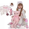 KEIUMI 24 inch Reborn Doll Baby Toddler Toy Reborn Toddler Doll Baby Girl Gift Cute Lovely Parent-Child Interaction Tipped and Sealed Nails Half Silicone and Cloth Body with Clothes and Accessories