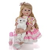 KEIUMI 24 inch Reborn Doll Baby Toddler Toy Reborn Toddler Doll Baby Girl Gift Cute Lovely Parent-Child Interaction Tipped and Sealed Nails Half Silicone and Cloth Body with Clothes and Accessories