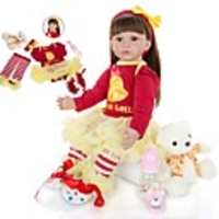 KEIUMI 24 inch Reborn Doll Baby Toddler Toy Reborn Toddler Doll Baby Girl Gift Cute Lovely Parent-Child Interaction Tipped and Sealed Nails Half Silicone and Cloth Body with Clothes and Accessories