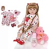 KEIUMI 24 inch Reborn Doll Baby Toddler Toy Reborn Toddler Doll Baby Girl Gift Cute Lovely Parent-Child Interaction Tipped and Sealed Nails Half Silicone and Cloth Body with Clothes and Accessories