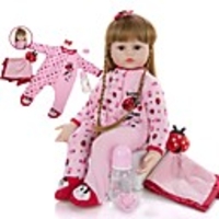 KEIUMI 24 inch Reborn Doll Baby Toddler Toy Reborn Toddler Doll Baby Girl Gift Cute Lovely Parent-Child Interaction Tipped and Sealed Nails Half Silicone and Cloth Body with Clothes and Accessories