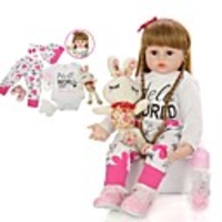 KEIUMI 24 inch Reborn Doll Baby Toddler Toy Reborn Toddler Doll Baby Girl Gift Cute Lovely Parent-Child Interaction Tipped and Sealed Nails Half Silicone and Cloth Body with Clothes and Accessories