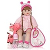 KEIUMI 24 inch Reborn Doll Baby Toddler Toy Reborn Toddler Doll Baby Girl Gift Cute Lovely Parent-Child Interaction Tipped and Sealed Nails Half Silicone and Cloth Body with Clothes and Accessories