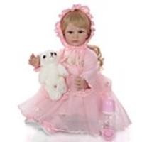 KEIUMI 24 inch Reborn Doll Baby Toddler Toy Reborn Toddler Doll Baby Girl Gift Cute Lovely Parent-Child Interaction Tipped and Sealed Nails Half Silicone and Cloth Body with Clothes and Accessories