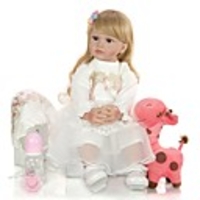 KEIUMI 24 inch Reborn Doll Baby Toddler Toy Reborn Toddler Doll Baby Girl Gift Cute Lovely Parent-Child Interaction Tipped and Sealed Nails Half Silicone and Cloth Body with Clothes and Accessories