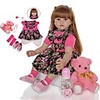 KEIUMI 24 inch Reborn Doll Baby Toddler Toy Reborn Toddler Doll Baby Girl Gift Cute Lovely Parent-Child Interaction Tipped and Sealed Nails Half Silicone and Cloth Body with Clothes and Accessories