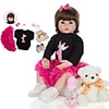 KEIUMI 24 inch Reborn Doll Baby Toddler Toy Reborn Toddler Doll Baby Girl Gift Cute Lovely Parent-Child Interaction Tipped and Sealed Nails Half Silicone and Cloth Body with Clothes and Accessories