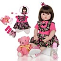 KEIUMI 24 inch Reborn Doll Baby Toddler Toy Reborn Toddler Doll Baby Girl Gift Cute Lovely Parent-Child Interaction Tipped and Sealed Nails Half Silicone and Cloth Body with Clothes and Accessories