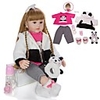 KEIUMI 24 inch Reborn Doll Baby Toddler Toy Reborn Toddler Doll Baby Girl Gift Cute Lovely Parent-Child Interaction Tipped and Sealed Nails Half Silicone and Cloth Body with Clothes and Accessories