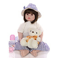 KEIUMI 24 inch Reborn Doll Baby Toddler Toy Reborn Toddler Doll Baby Girl Gift Cute Lovely Parent-Child Interaction Tipped and Sealed Nails Half Silicone and Cloth Body with Clothes and Accessories