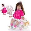 KEIUMI 24 inch Reborn Doll Baby Toddler Toy Reborn Toddler Doll Baby Girl Gift Cute Lovely Parent-Child Interaction Tipped and Sealed Nails Half Silicone and Cloth Body with Clothes and Accessories