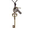 Key Many Parts Adjustable Leather Necklace