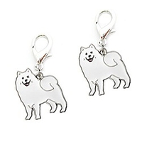 key ring,  2 pcs cute pet dogs shape mini metal key rings keychains holders keyring portable key chain for men women girls boys (samoyed)