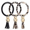 key ring bangle bracelet, leather keyring bracelet key chains with tassel wristlet bangles for women girls (snakeskin leopard black style)
