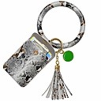 keychain bracelet,  leather wristlet keychain bracelet for women (gray white)