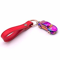 keychain flashlight leather valet key chain flashlights with 2 extra key rings and gift box zinc alloy car (multicolor)