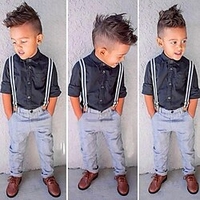 Kids Boys Shirt Pants Clothing Set 3 Pieces Long Sleeve Navy Blue Solid Color Bow Street Outdoor Casual Daily Regular 2-6 Years miniinthebox