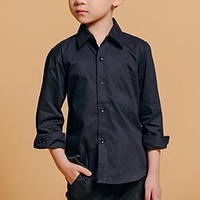 Kids Boys Shirt Long Sleeve Solid Color Black Children Tops Fall Spring Fashion Cool Formal Indoor Regular Fit 3-13 Years miniinthebox