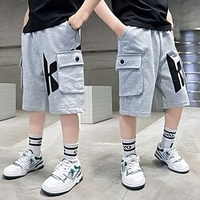 Kids Boys Shorts Black Gray Letter Summer Active Casual 5-12 Years miniinthebox
