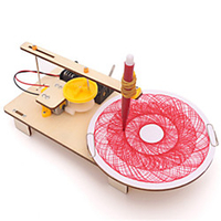 Kids Creative DIY Assembled Wooden Electric Plotter Kit Model Automatic Painting Drawing Robot Science Physics Experiment Toy miniinthebox