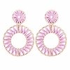 kiera raffia tassel fringe rattan hoop drop statement earrings lavender purple tiered thread handmade round oval cirle dangle fashion jewelry for women girls