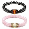 kingamp;queen crown distance couple bracelets his and her relationship friendship bracelet mens womens gemstone beads stretch bracelets - hematite magnetic stone rose quartz