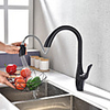 Kitchen faucet - Black Color Deck Mounted Sink Mixer Tap Single Handle One Hole Electroplated Pull-out / Pull-down Centerset Contemporary Kitchen Taps with 2-function pull out sprayer