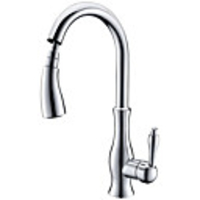 Kitchen faucet - One Hole Chrome Pull-out / ­Pull-down / Tall / ­High Arc Deck Mounted Traditional Kitchen Taps / Brass / Single Handle One Hole