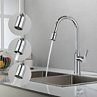 Kitchen faucet - Single Handle One Hole Chrome / Electroplated Pull-out / shy;Pull-down / Tall / shy;High Arc Contemporary Kitchen Taps
