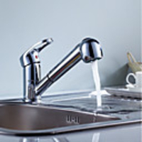 Kitchen faucet - Single Handle One Hole Chrome Pull-out / ­Pull-down Centerset Country Kitchen Taps / Brass