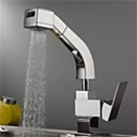 Kitchen faucet - Single Handle One Hole Chrome Pull-out / ­Pull-down Deck Mounted Contemporary Kitchen Taps / Brass