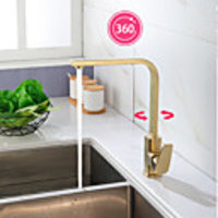 Kitchen faucet - Single Handle One Hole Golden Nickel Brushed 360° Rotateable Tall Contemporary Kitchen Taps