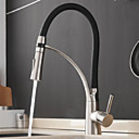 Kitchen faucet - Single Handle One Hole Nickel Brushed Pull-out / shy;Pull-down Centerset Contemporary Kitchen Taps