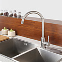 Kitchen faucet - Single Handle One Hole Nickel Brushed Standard Spout Centerset Contemporary Kitchen Taps