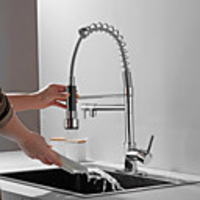 Kitchen faucet - Single Handle Two Holes Electroplated Pull-out / shy;Pull-down / Tall / shy;High Arc / Bar / shy;Prep Centerset Contemporary Kitchen Taps