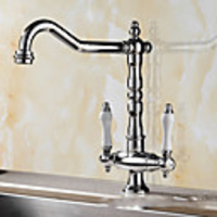 Kitchen faucet - Two Handles One Hole Electroplated Standard Spout Free Standing Contemporary Kitchen Taps