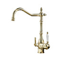 Kitchen faucet - Two Handles One Hole Electroplated Standard Spout Vessel / Brass
